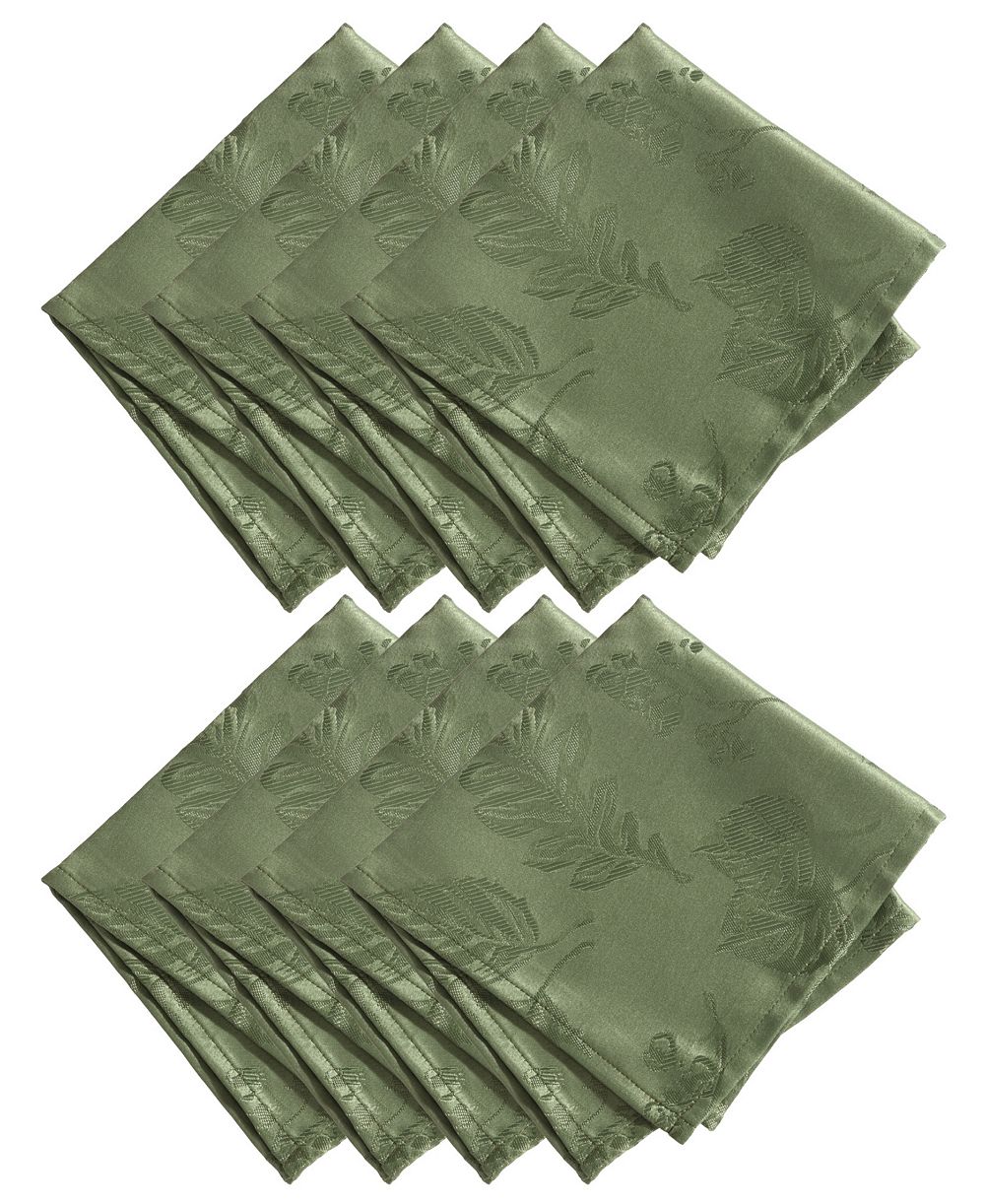 Elrene Elegant Woven Leaves Jacquard Damask Napkin, Set of 8