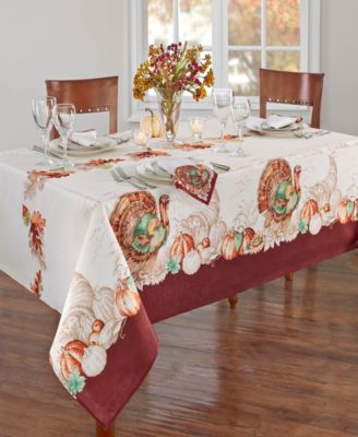 Elrene Holiday Turkey Bordered Fall Tablecloth, 60" x 84"