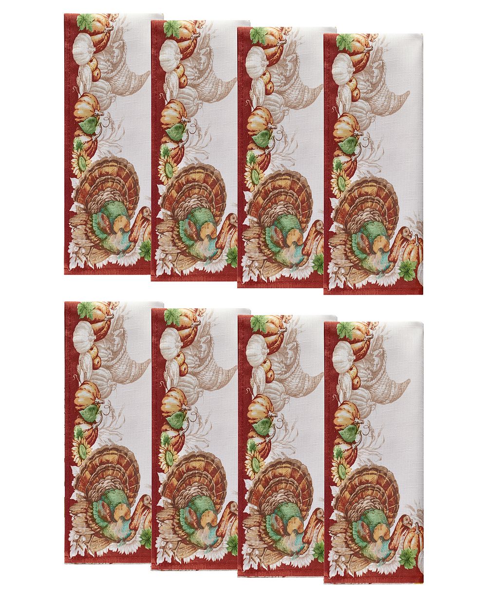 Салфетки Elrene Holiday Turkey Bordered Fall, 8 шт