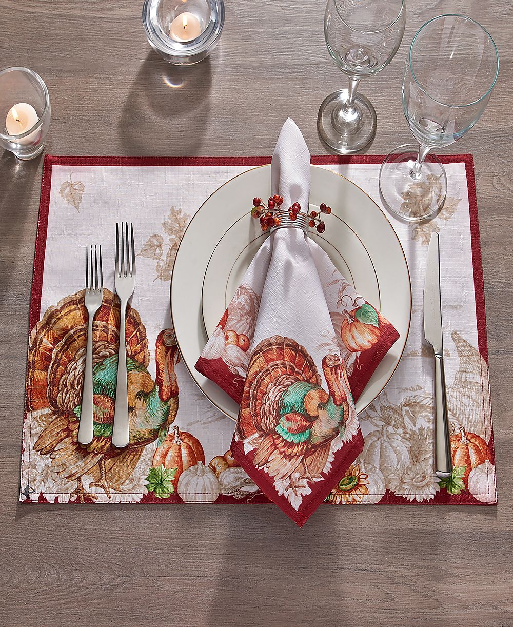 Декоративная салфетка Elrene Holiday Turkey Bordered Fall Set of 4