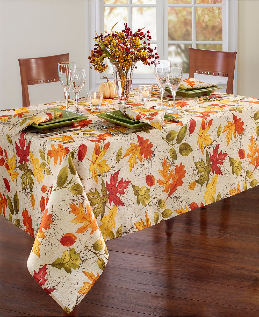 Elrene Autumn Leaves Fall Printed Tablecloth, 60" x 84" Oblong