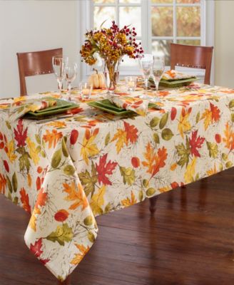 Elrene Autumn Leaves Fall Printed Tablecloth, 60" x 84" Oblong
