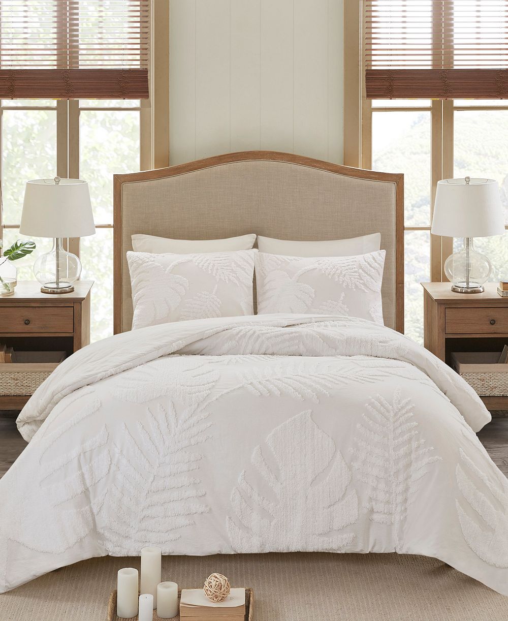 Madison Park Bahari Palm Tufted, комплект покрывала, 3 шт., Full/Queen