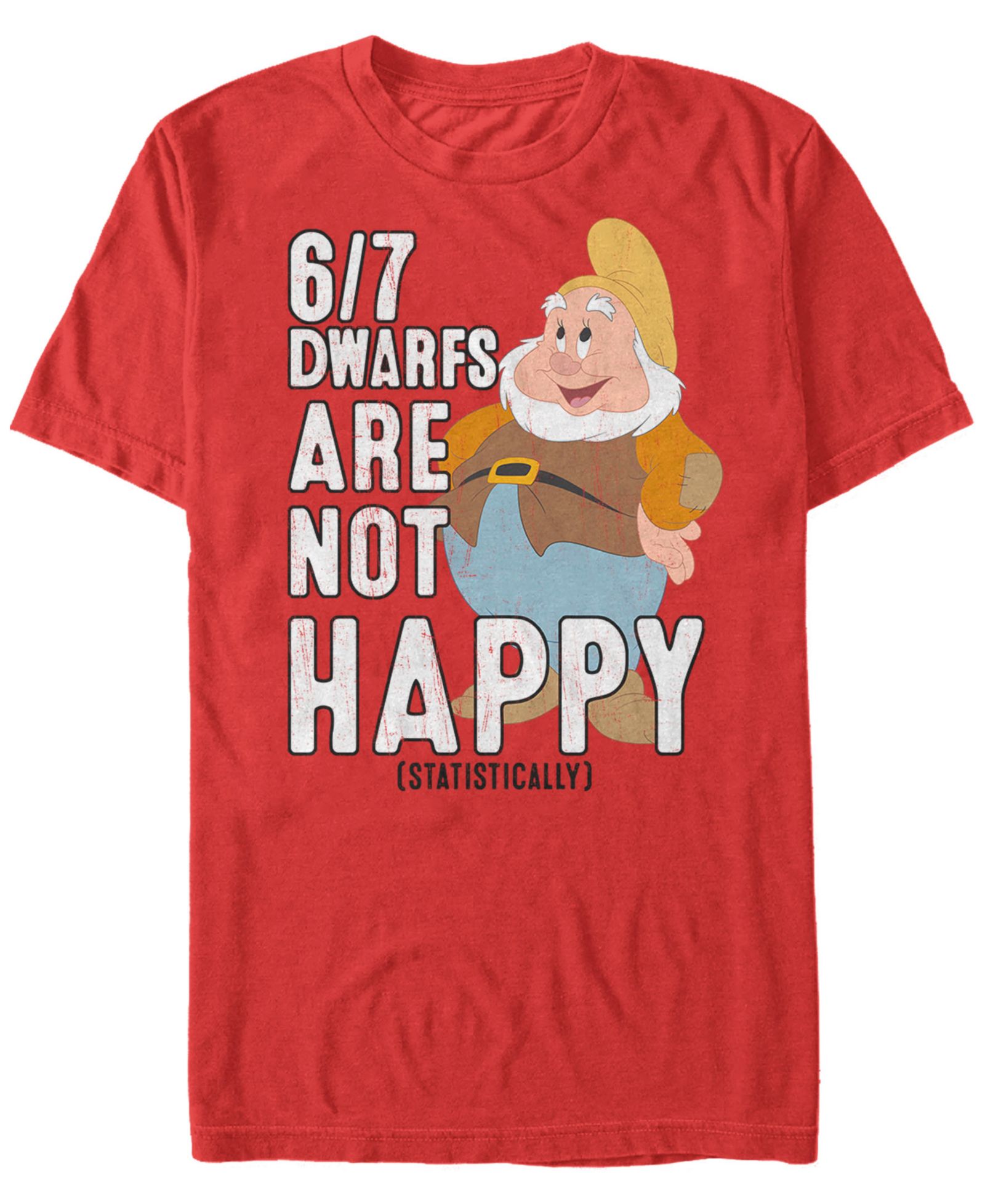 Мужская футболка Disney Snow White Statistically 6/7 Dwarfs are Unhappy с коротким рукавом