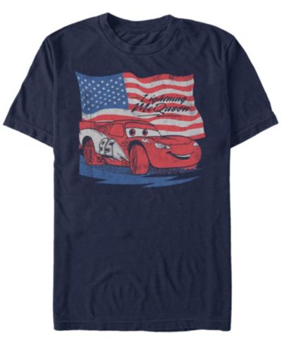 Мужская футболка Disney Pixar Cars Lightning McQueen Distressed Flag Short Sleeve