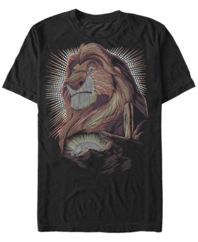 Disney Men’s Lion King Mufasa Pride Rock Dot Art Retro Portrait Short Sleeve T-Shirt