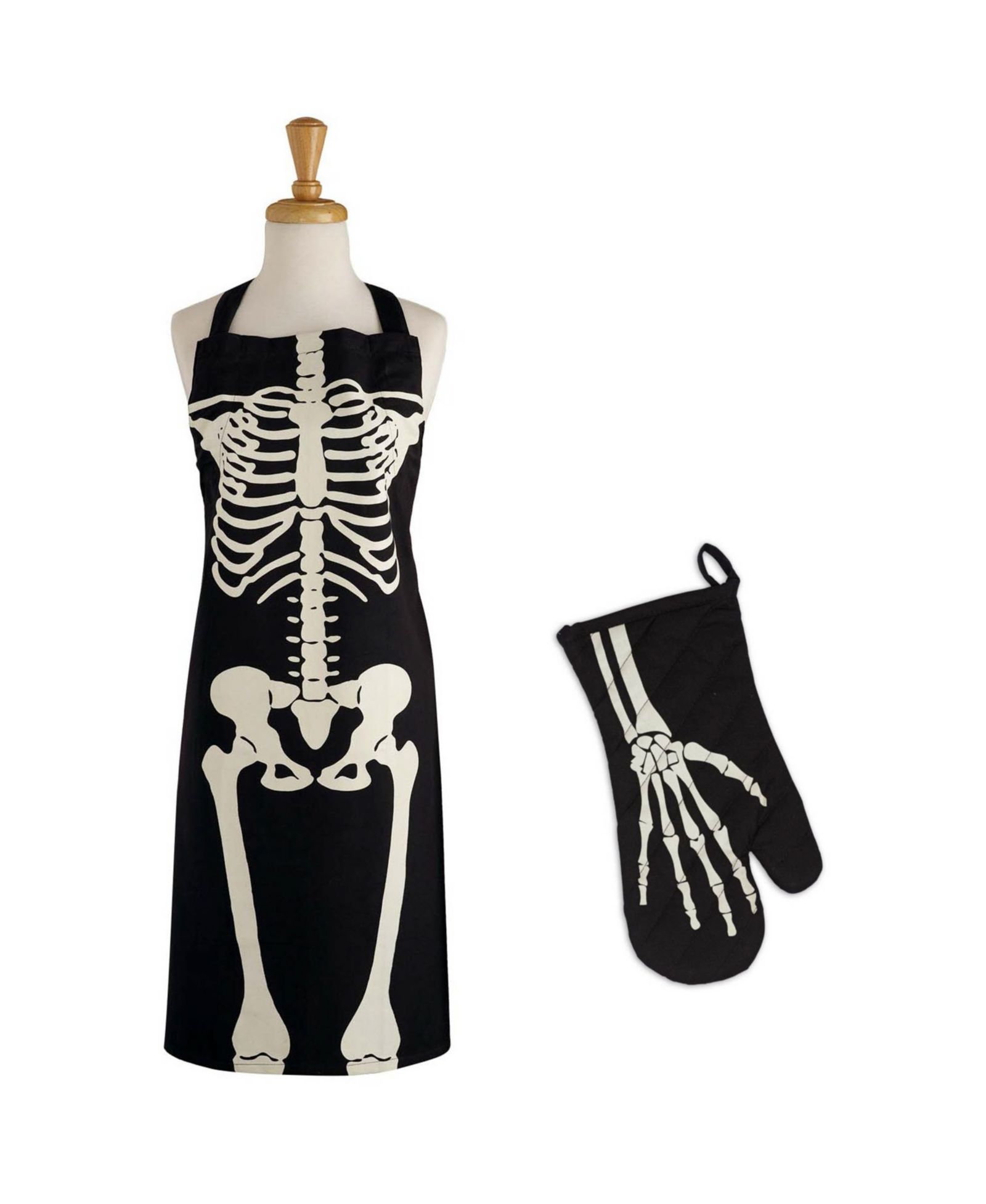 Набор кухонных принадлежностей Design Imports с прихваткой и фартуком с принтом Skeleton