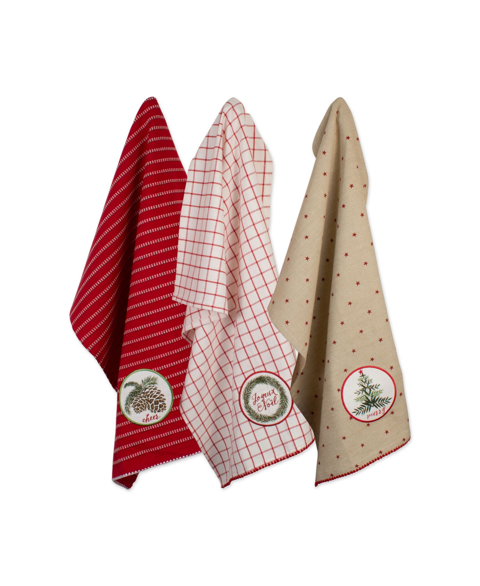 Набор кухонных полотенец Design Imports Assorted Noel Embellished