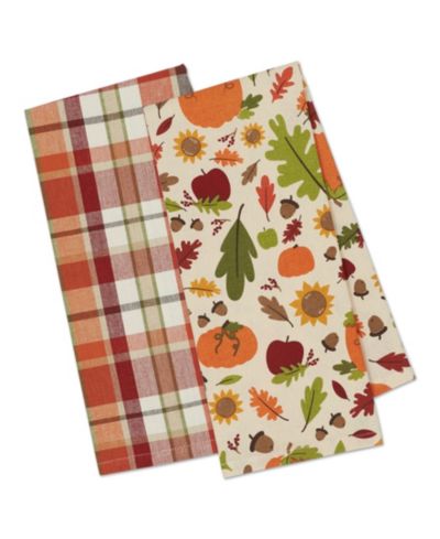 Design Imports Pumpkin Spice Plaid Dishtowel