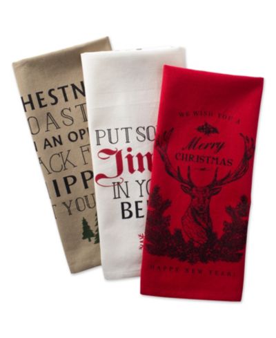 Набор кухонных полотенец Design Imports Assorted Stag Christmas Print