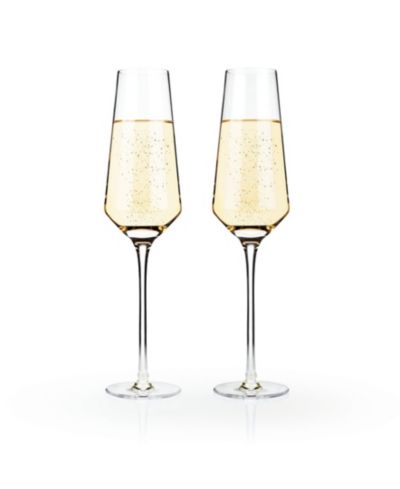 Viski Raye Angled Crystal Champagne Flutes, Set of 2, 8 Oz