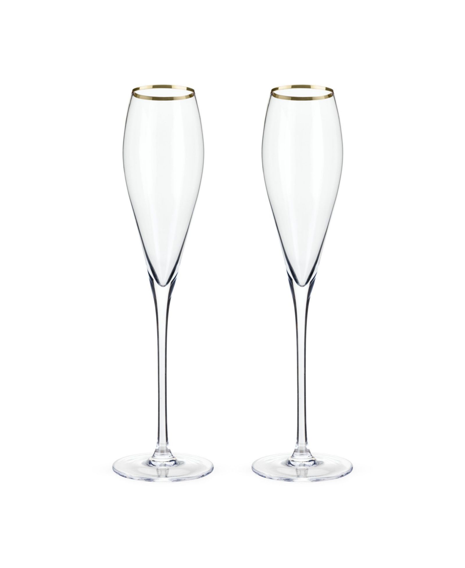 Набор бокалов для шампанского Viski Gold-Rimmed Crystal, 2-Piece Set, 8 Oz