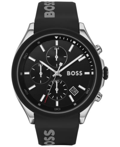 HUGO BOSS Men's Chronograph Velocity Black Silicone Strap Watch 45mm