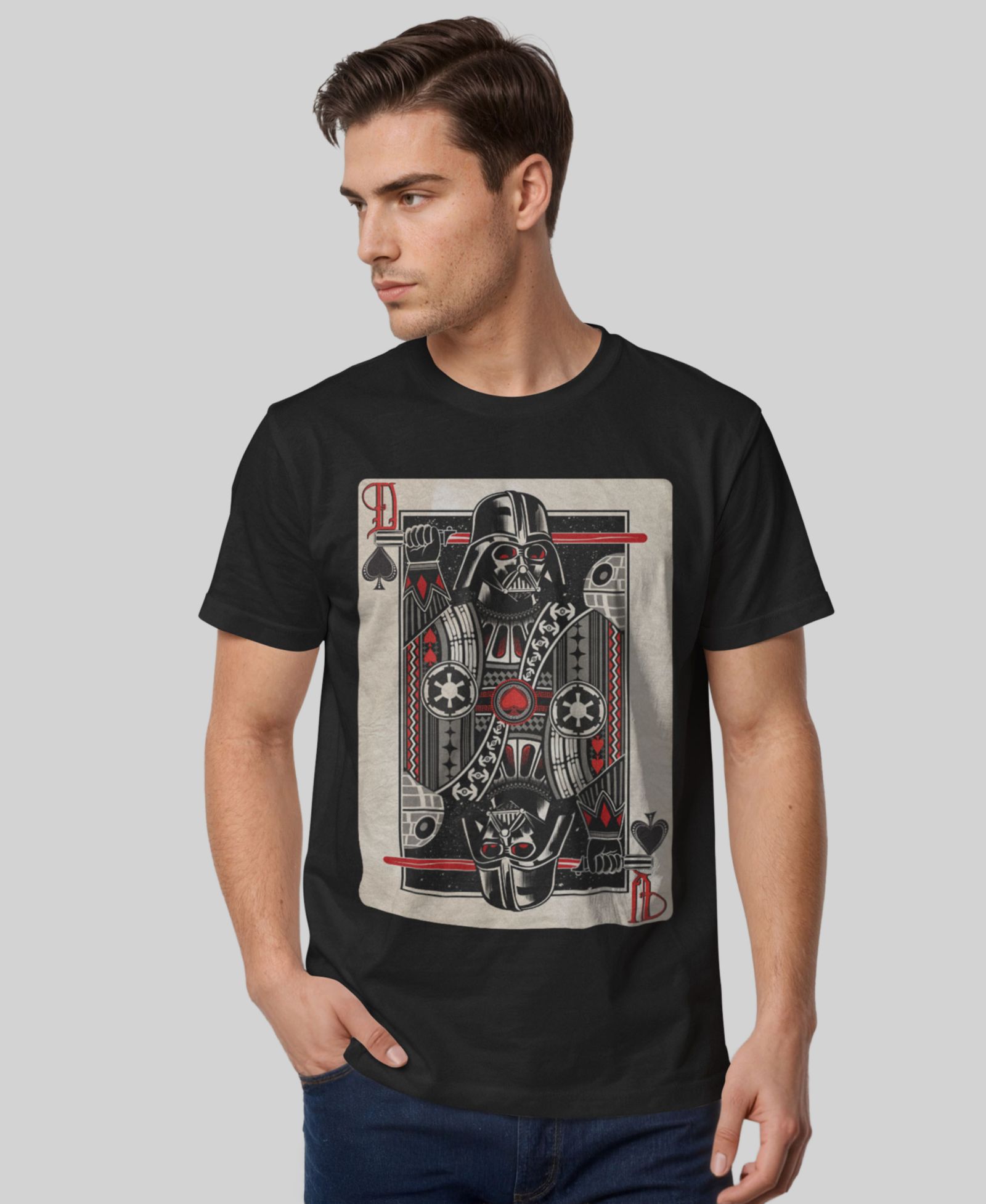 Fifth Sun Men's Star Wars Men's Classic Darth Vader of Spades Playing Card Short-Sleeve T-Shirt