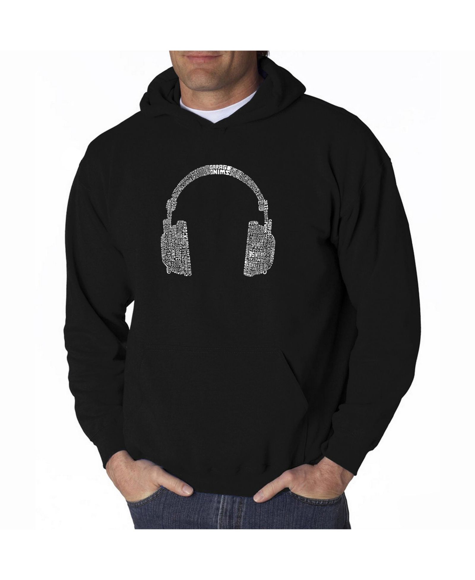 LA Pop Art Мужское худи Word Art - Headphones - 63 Genres of Music