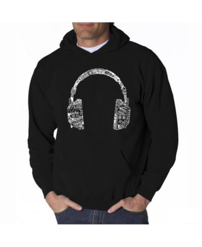 LA Pop Art Men's Word Art Hoodie - Headphones - Music In Different Languages