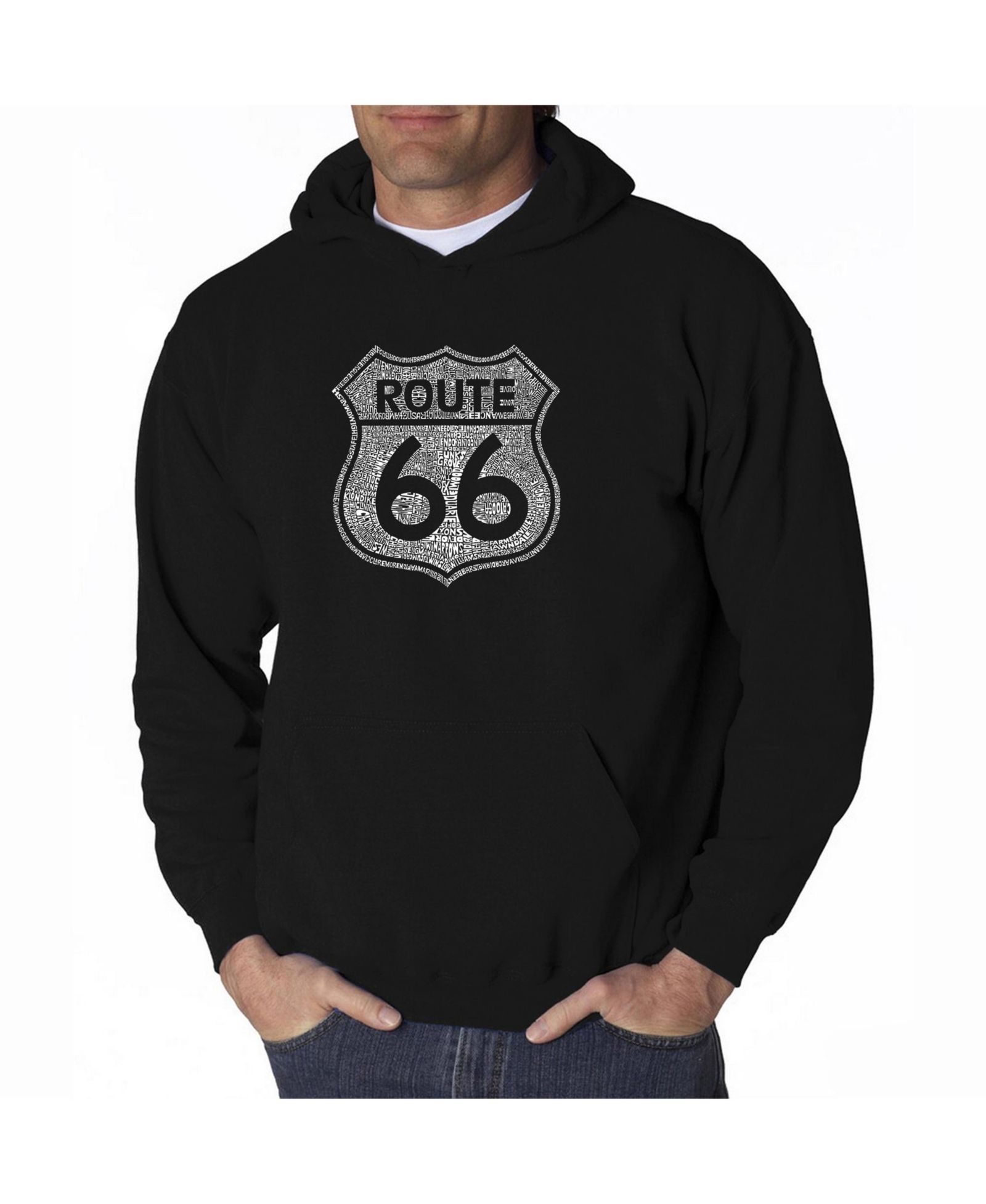 Мужское худи LA Pop Art Word Art - Route 66