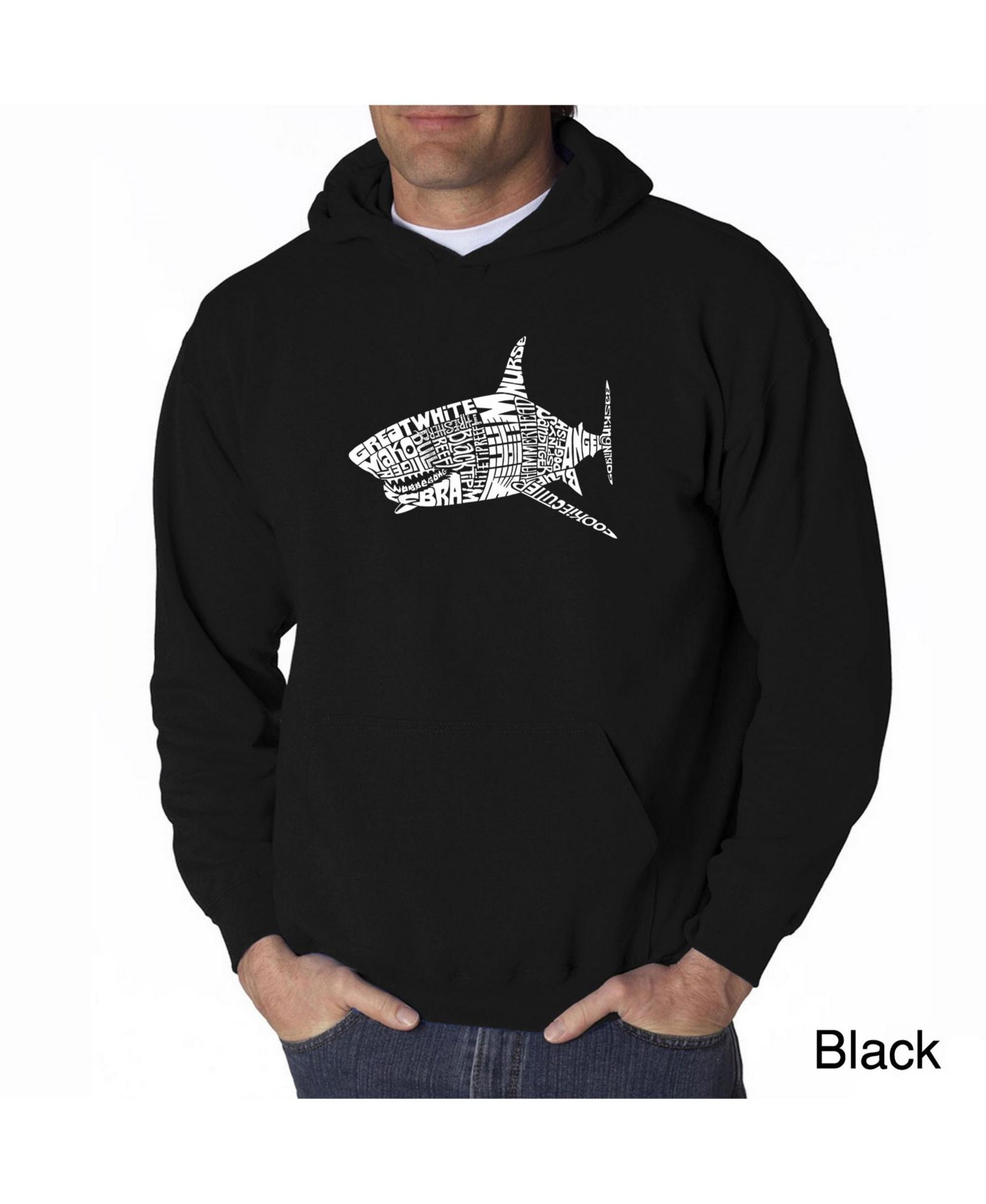 Мужское худи LA Pop Art Word Art - Shark Species