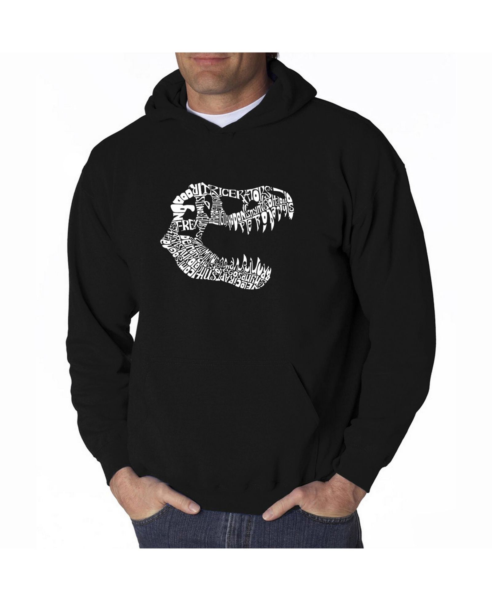 Мужское худи LA Pop Art Word Art - T-Rex Skull