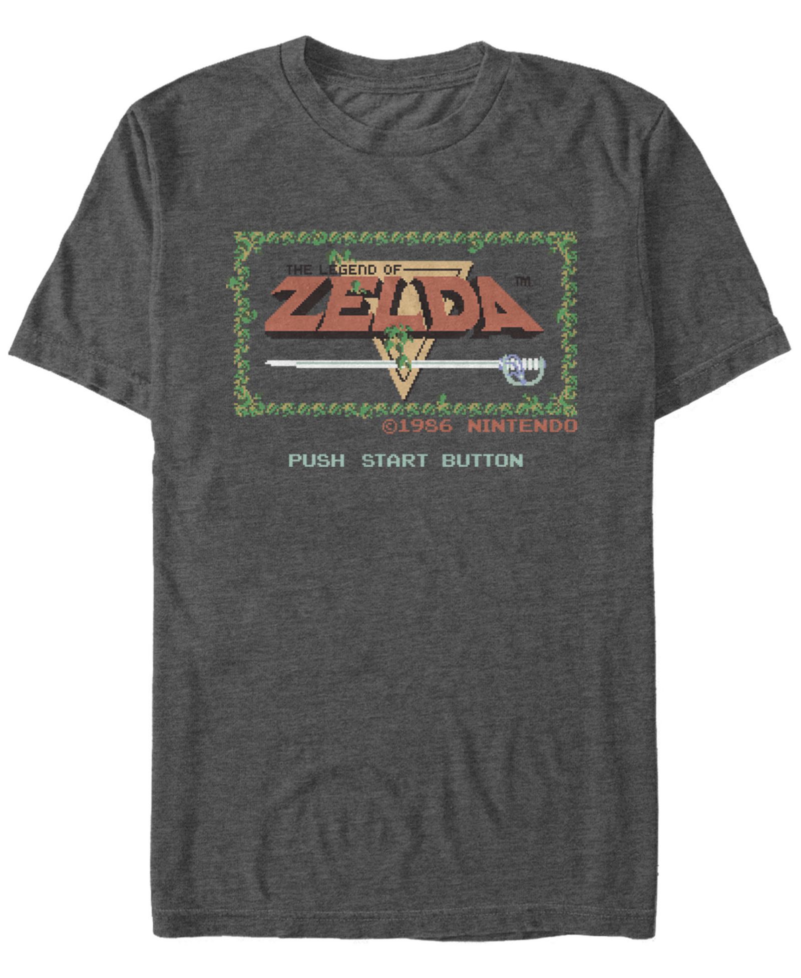 Nintendo Men's Legend of Zelda Push Start Button Short Sleeve T-Shirt