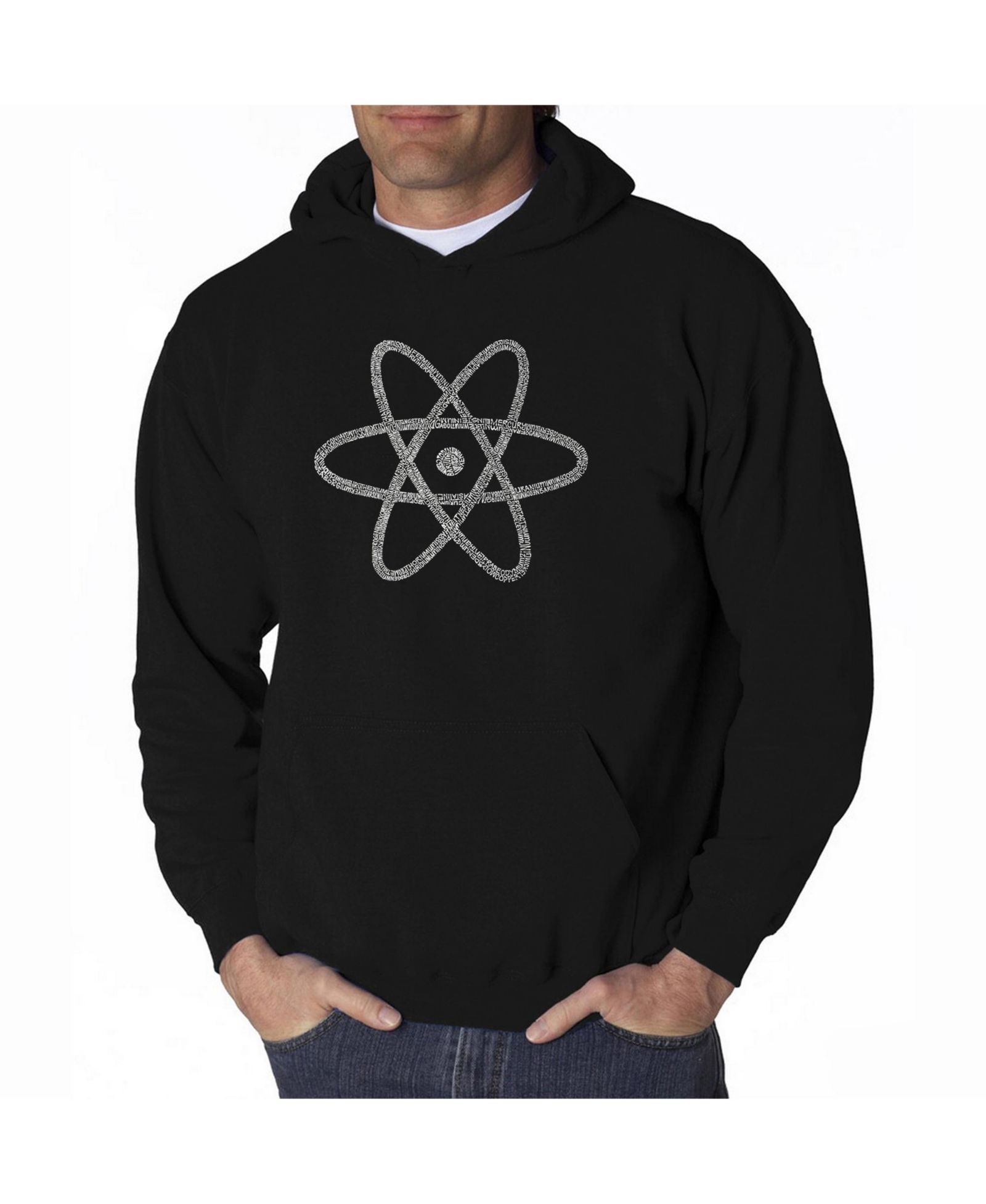LA Pop Art Men's Word Art Hooded Sweatshirt - Atom