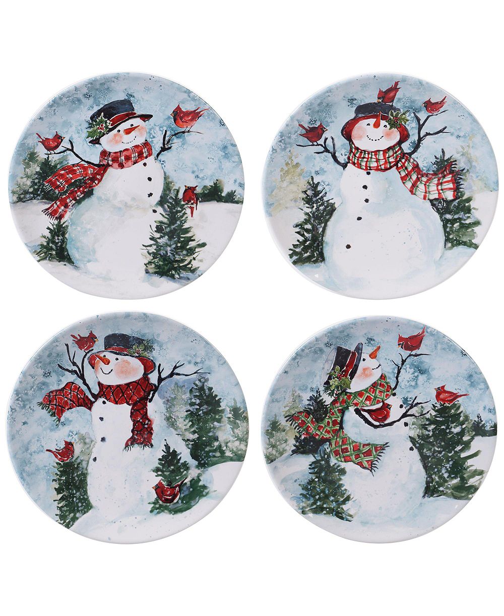 Тарелка для ужина Certified International Watercolor Snowman, 4 шт.