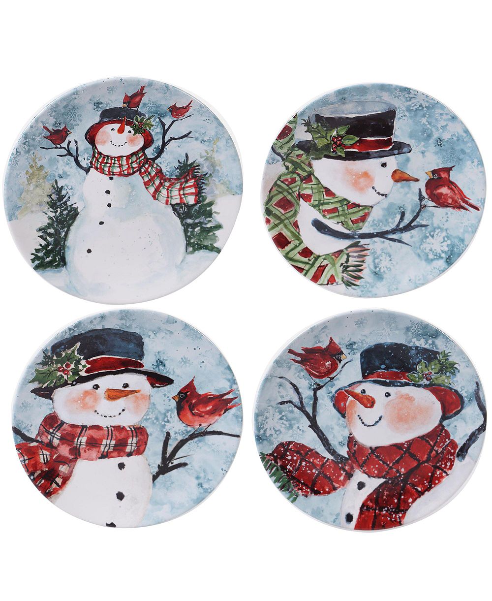 Десертная тарелка Certified International Watercolor Snowman, 4 шт.