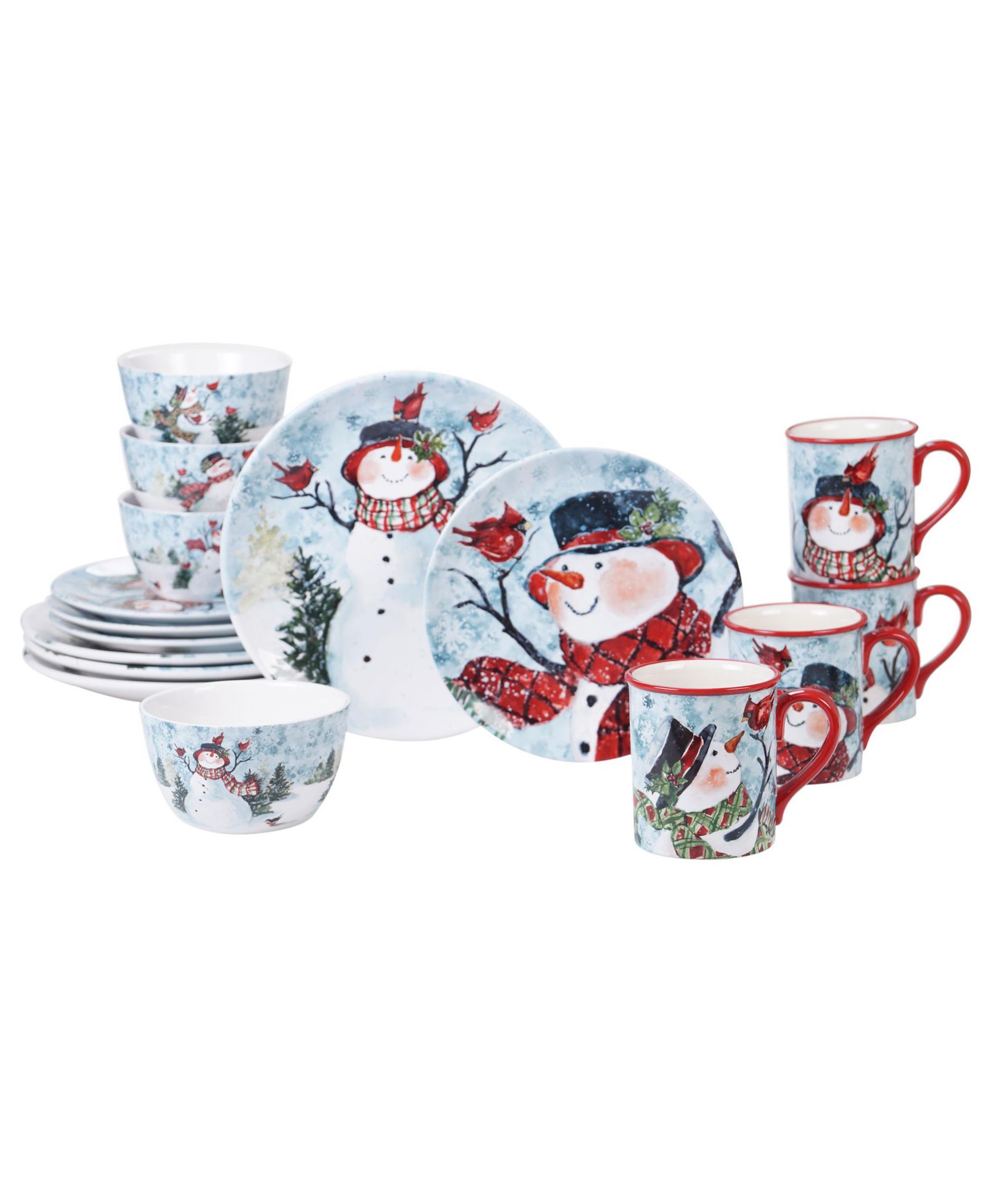 Набор столовой посуды Certified International Watercolor Snowman, 16 шт., на 4 персоны