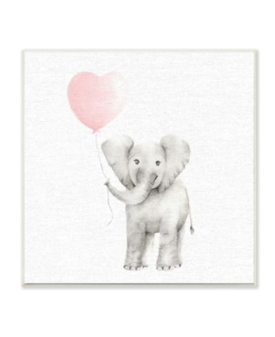 Stupell Industries настенная панель Baby Elephant Heart Balloon Linen Look, 12" x 12"