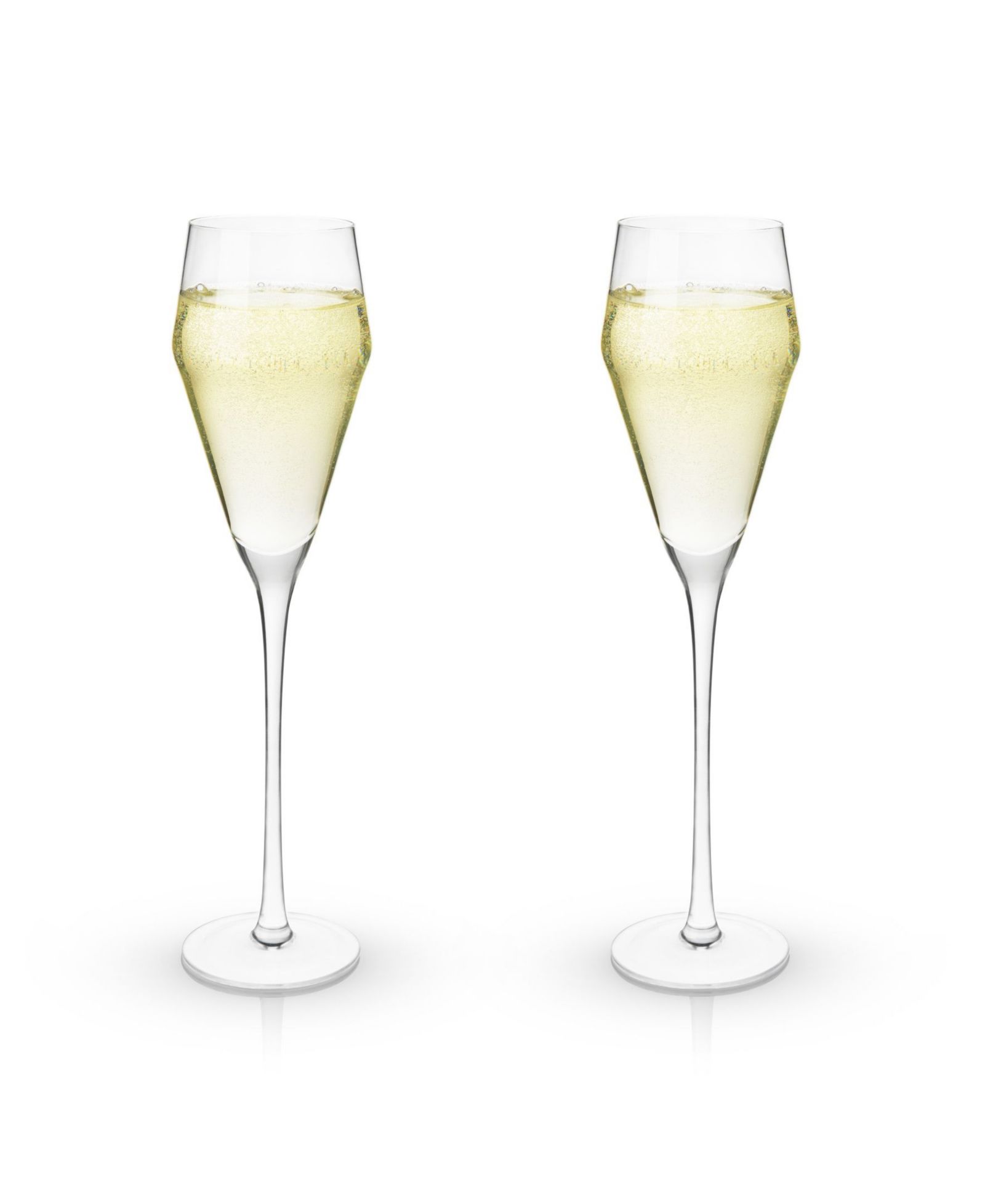 Viski Raye Angled Crystal Prosecco Glasses Set of 2, 8 Oz