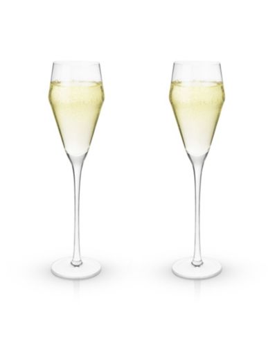 Viski Raye Angled Crystal Prosecco Glasses Set of 2, 8 Oz