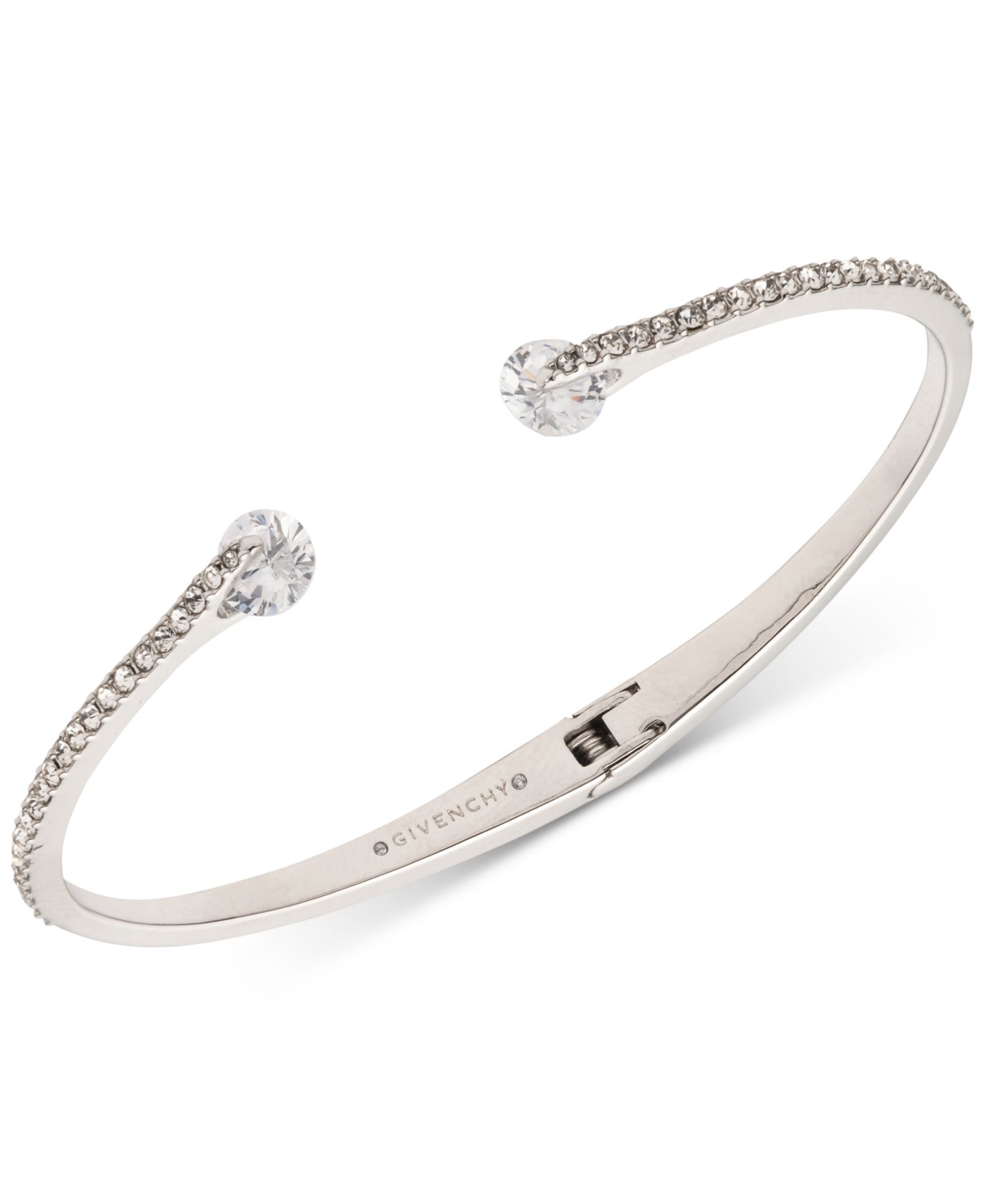Givenchy Crystal & Pavé Hinged Bangle Bracelet