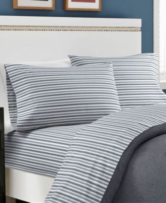 Nautica Coleridge Stripe Cotton Percale 4-Piece Sheet Set, Queen