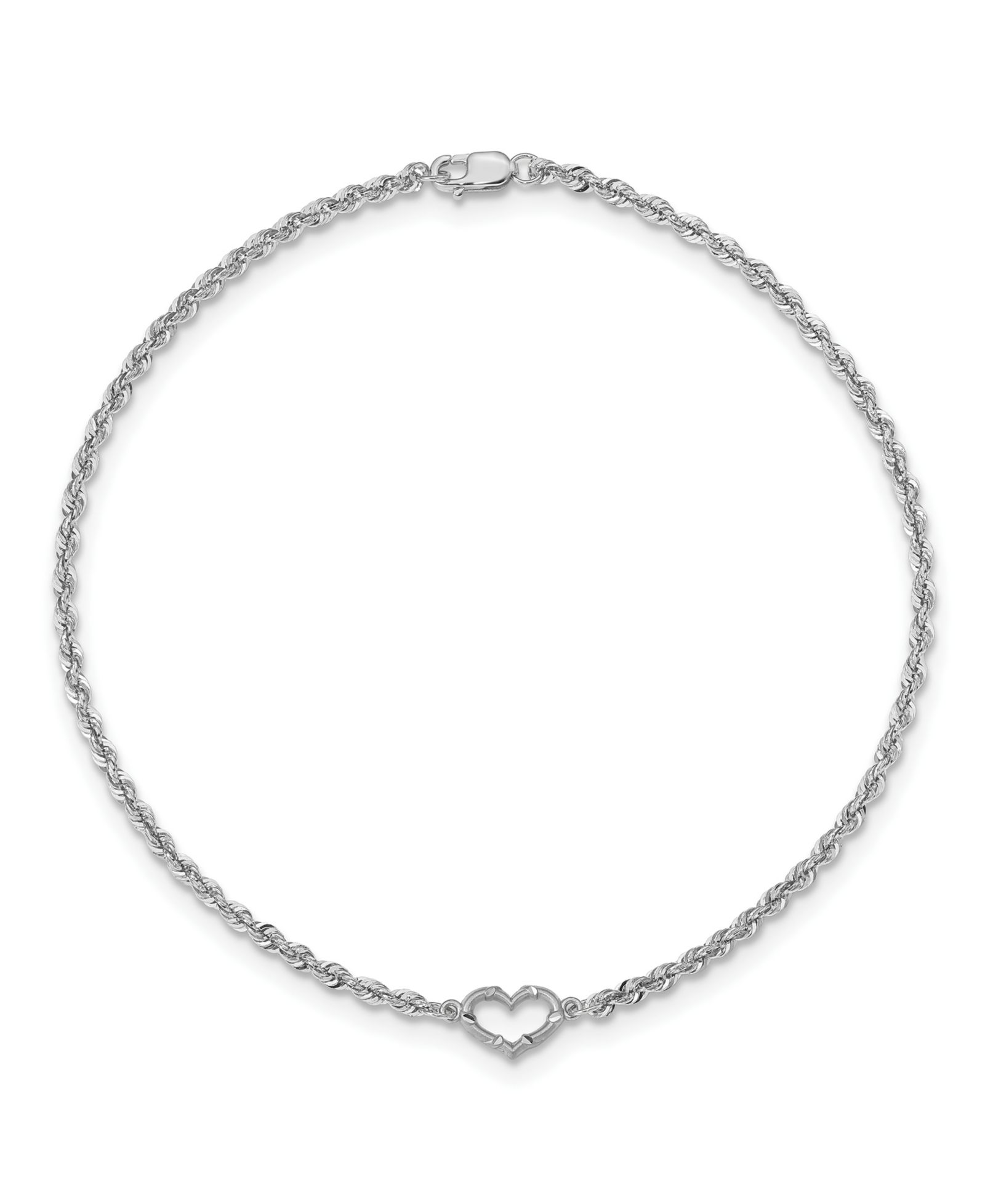 Heart Rope Anklet в 14k White Gold