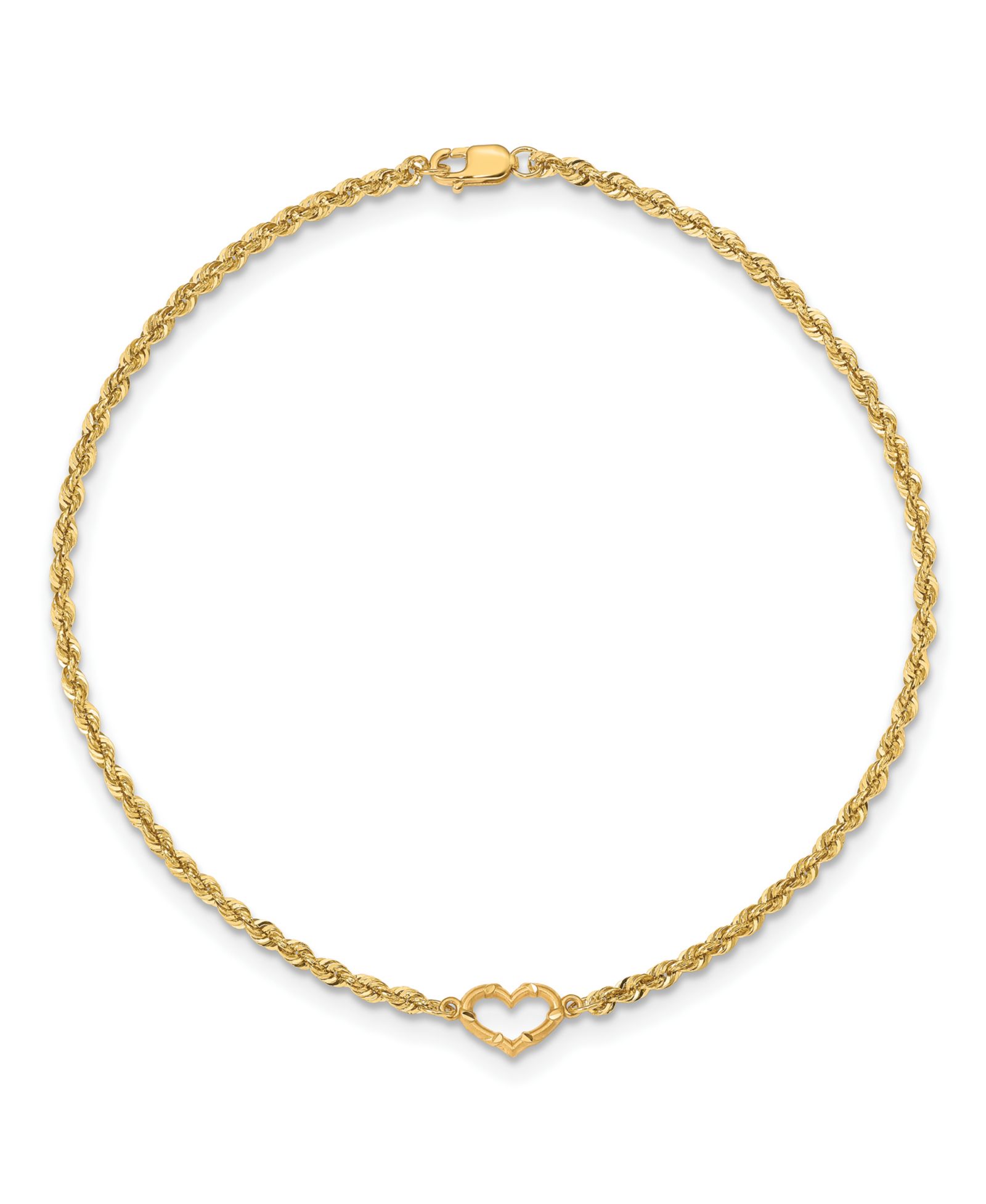 Серьга-анклет Open Heart Rope из желтого золота 14k