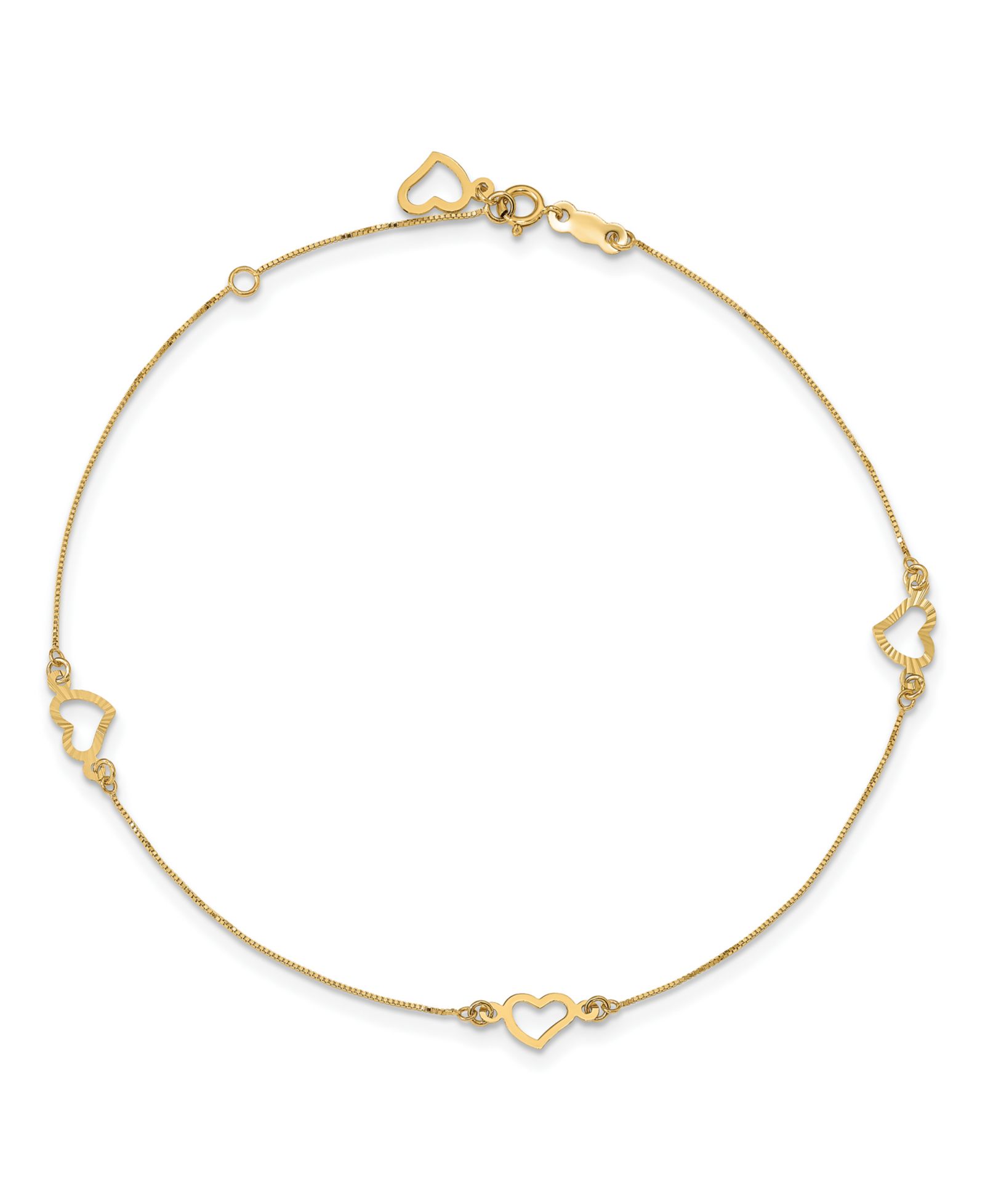 Золотой браслет на лодыжку с сердечком 14k Yellow Gold