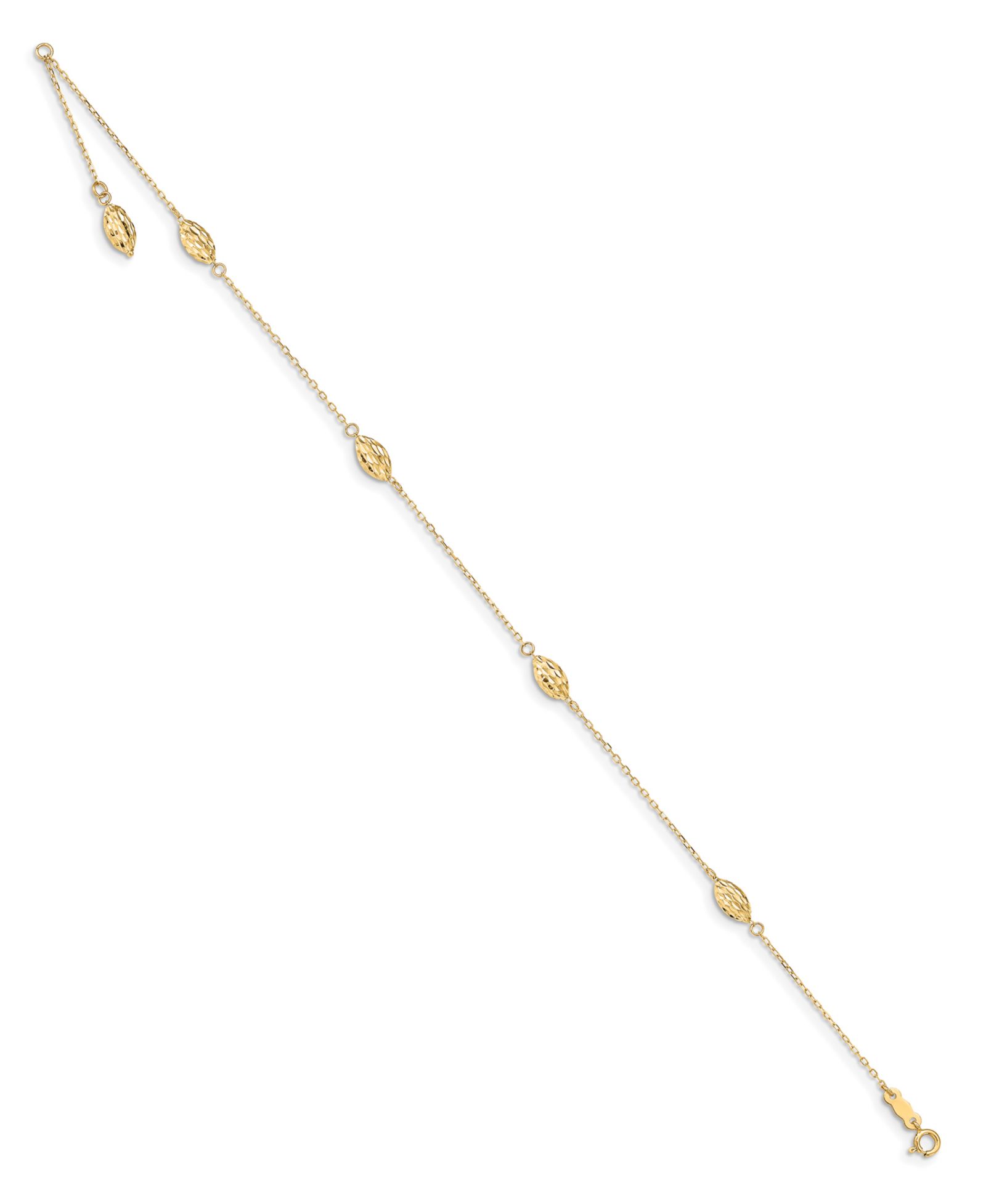 Серьга-гвоздик с зернистым рисом из желтого золота 14k