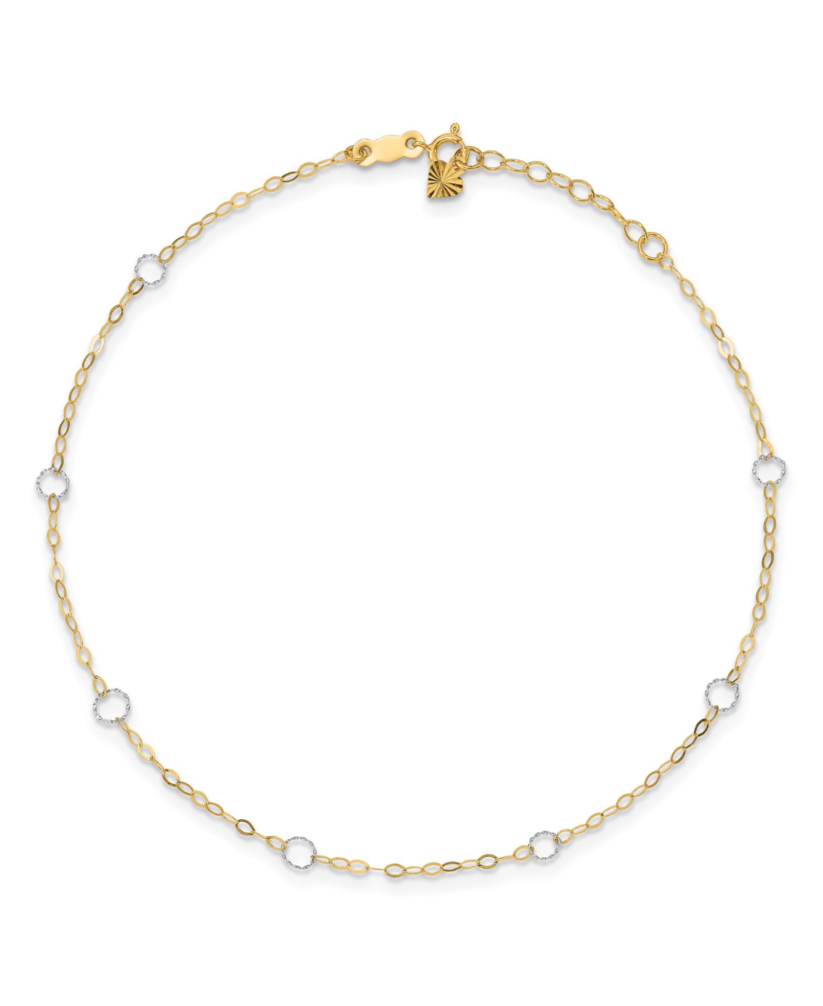 Браслет-анклет в желтом и белом золоте 14k