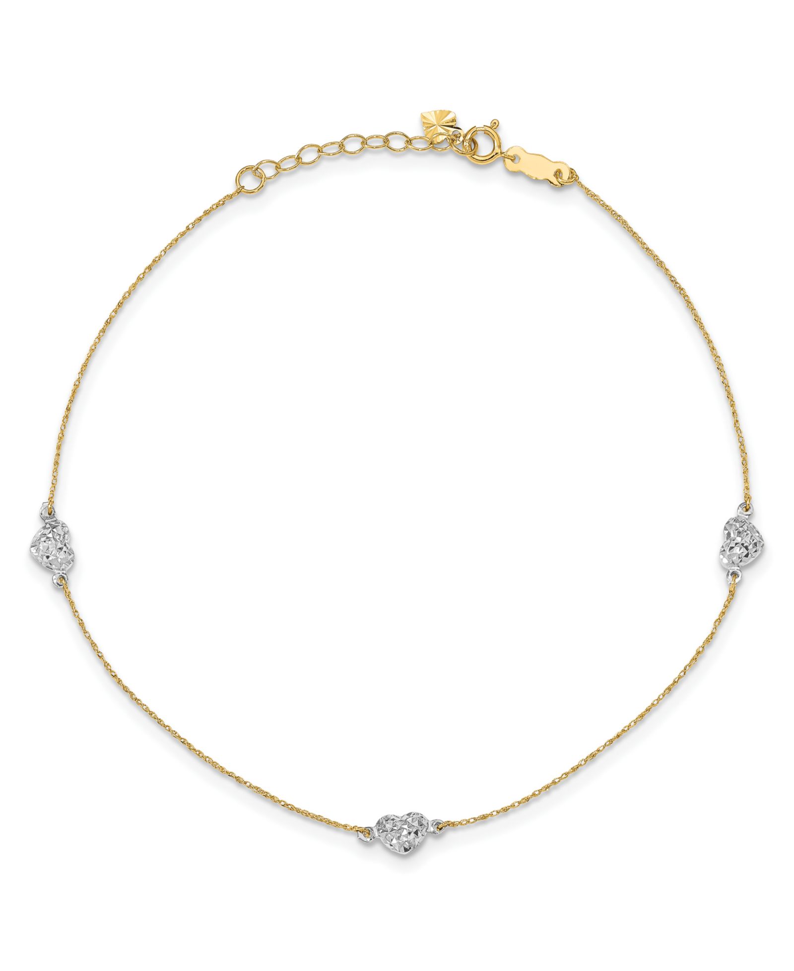 Браслет Puff Heart в 14k Yellow and White Gold 1"