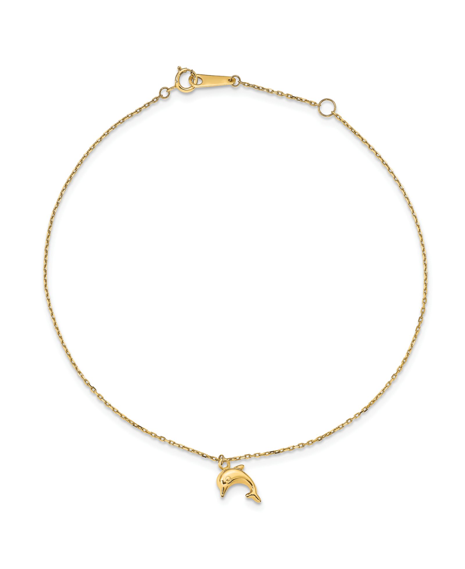 Браслет с подвеской дельфина, 14k желтое золото