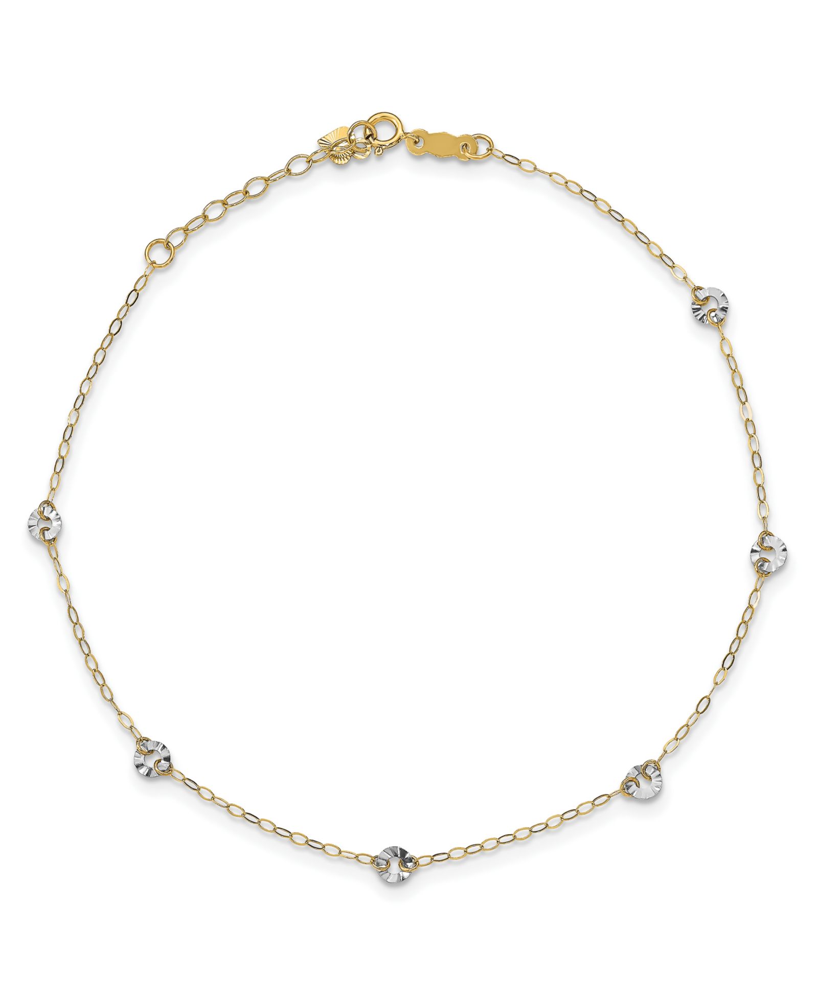 Браслет-диск из белого и желтого золота 14k