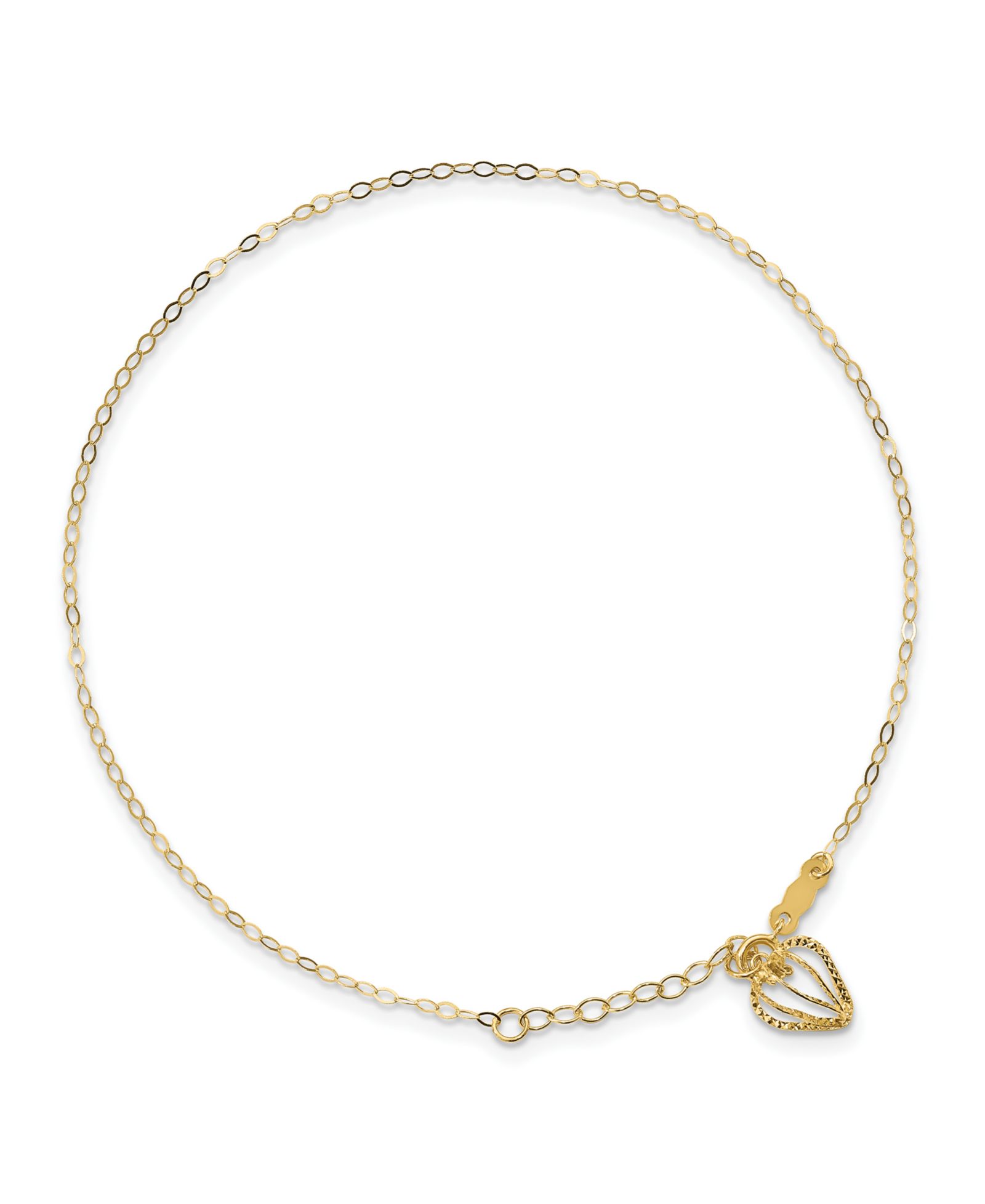 Браслет-анклет Oval Link Open Heart 14k Yellow Gold