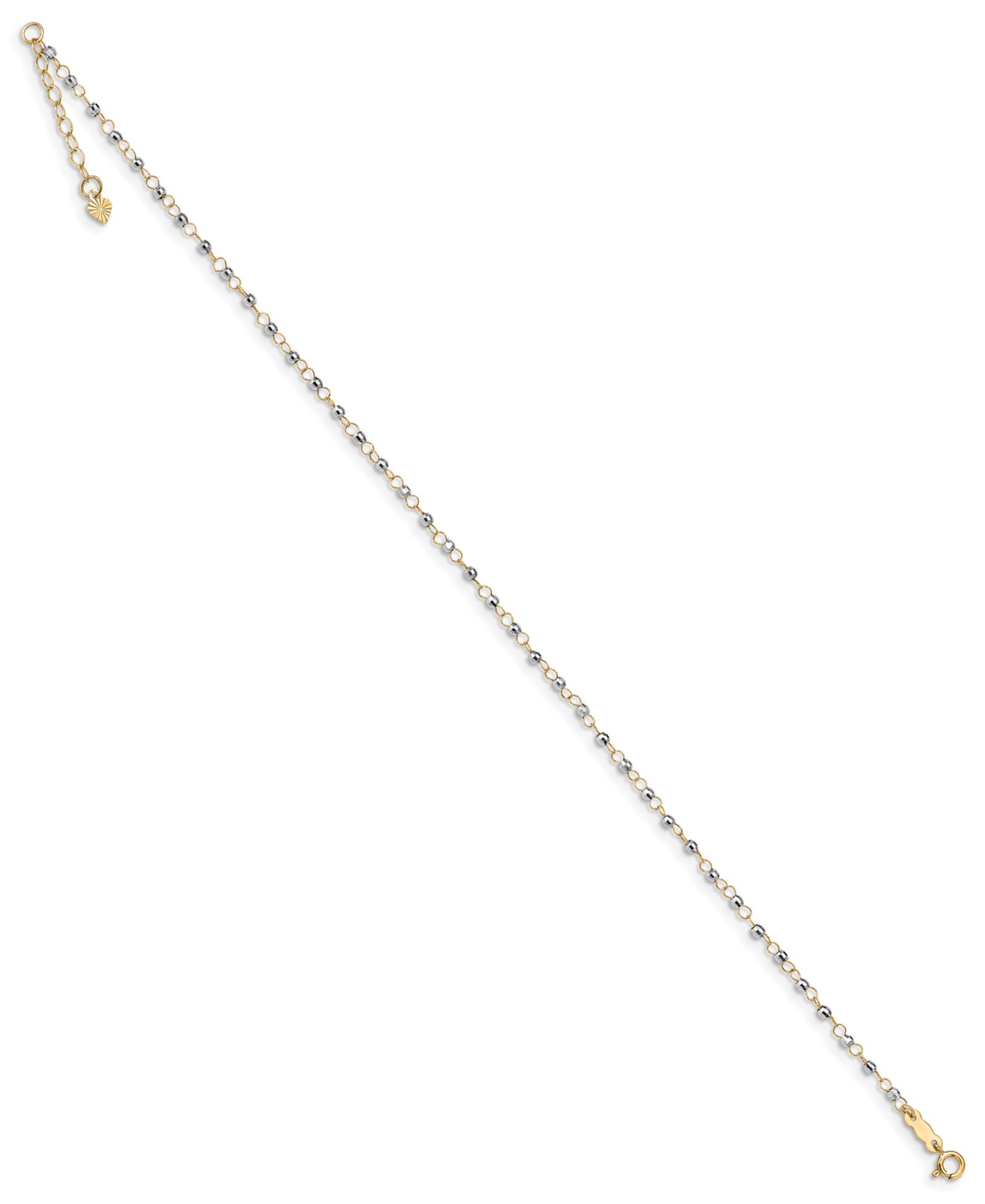 Браслет на ногу Circle Chain и светоотражающие бусины, 14k Yellow and White Gold
