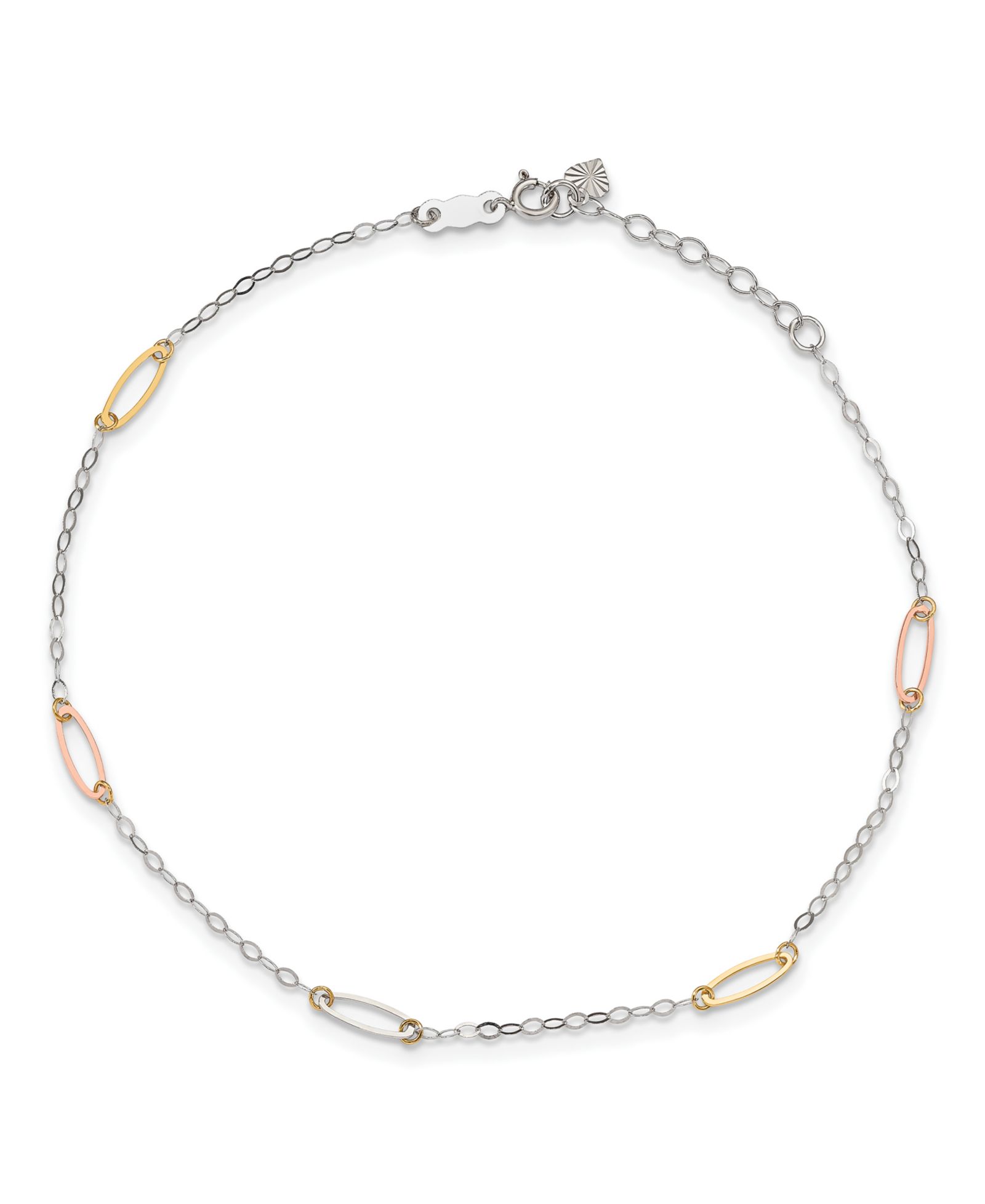Анклет Oval Link из белого, желтого и розового золота 14k