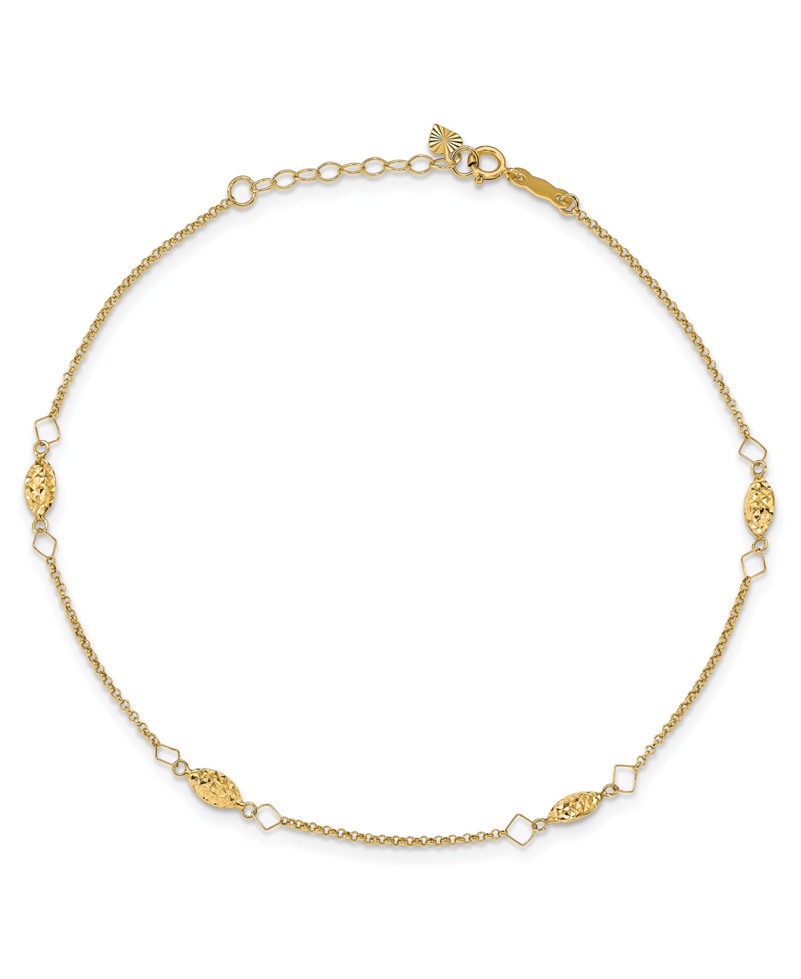 Браслет с бусинами из рисового пуфа из желтого золота 14k