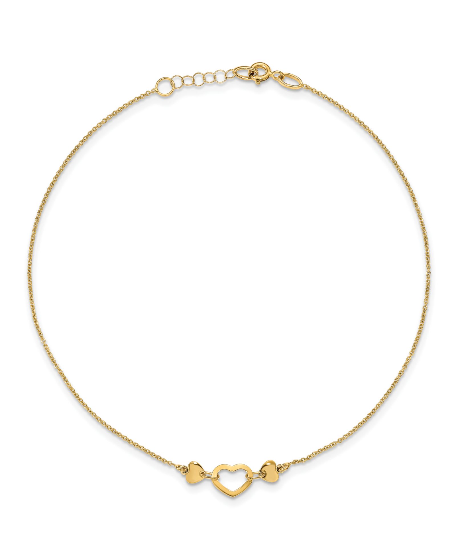 Браслет на ногу Polished Heart в 14k Yellow Gold