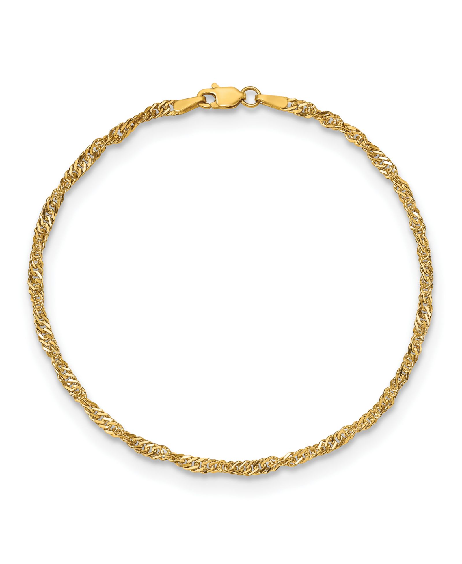 Золотой браслет на ногу Singapore Chain 14k Yellow Gold