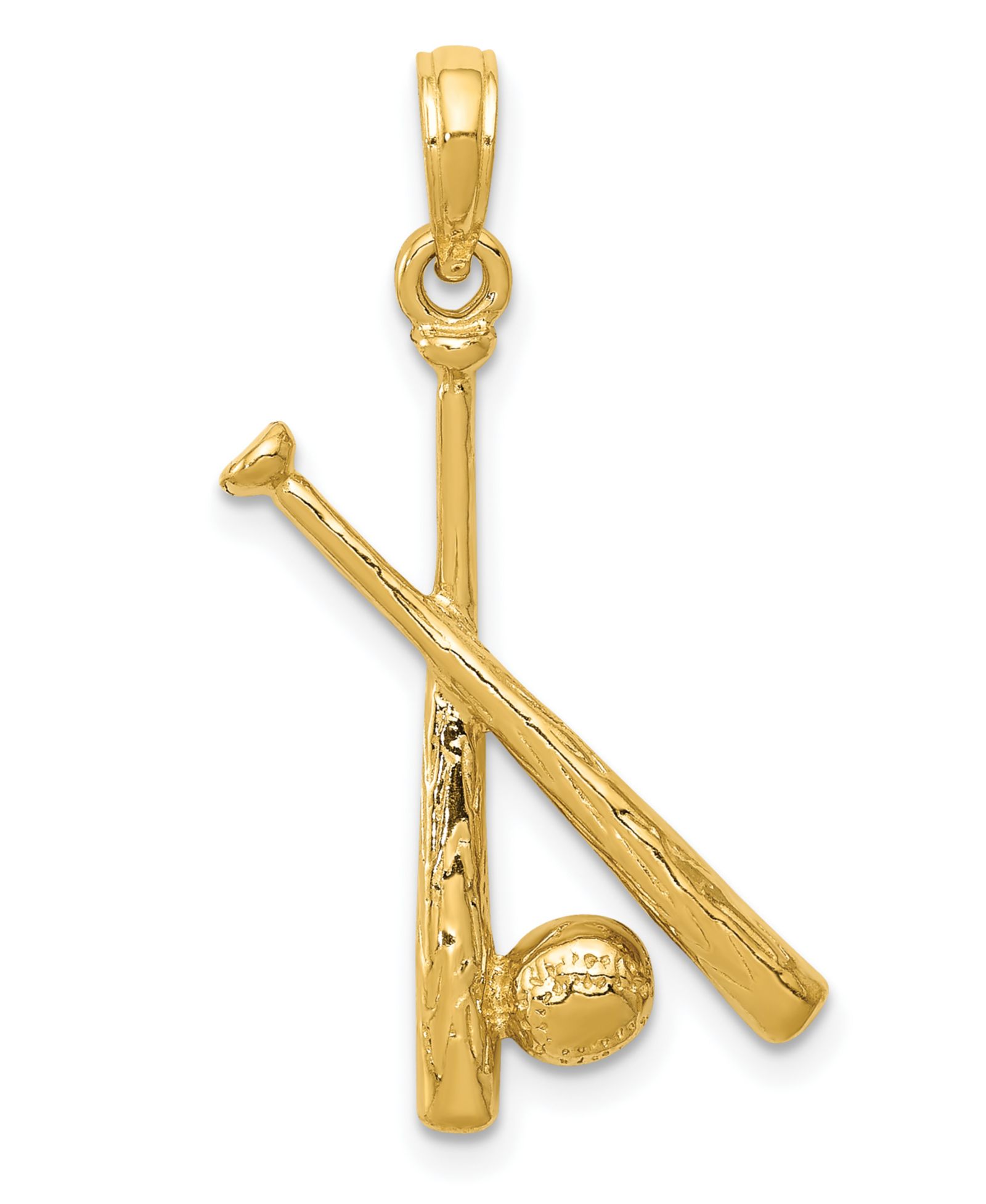Подвеска в виде бейсбольного мяча и биты из желтого золота 14k