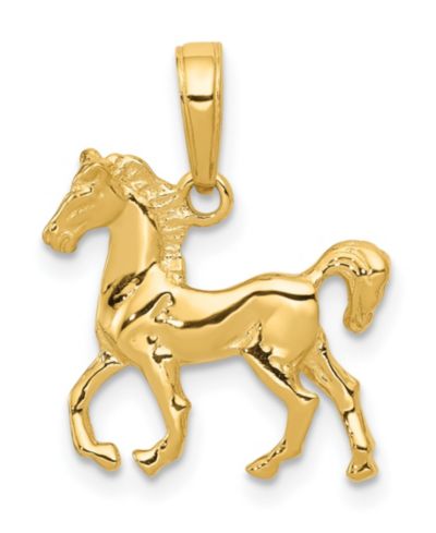 Подвеска в виде стоящей лошади, 14k Yellow Gold