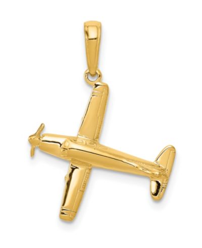 Подвеска в виде низколетящего самолёта из жёлтого золота 14k
